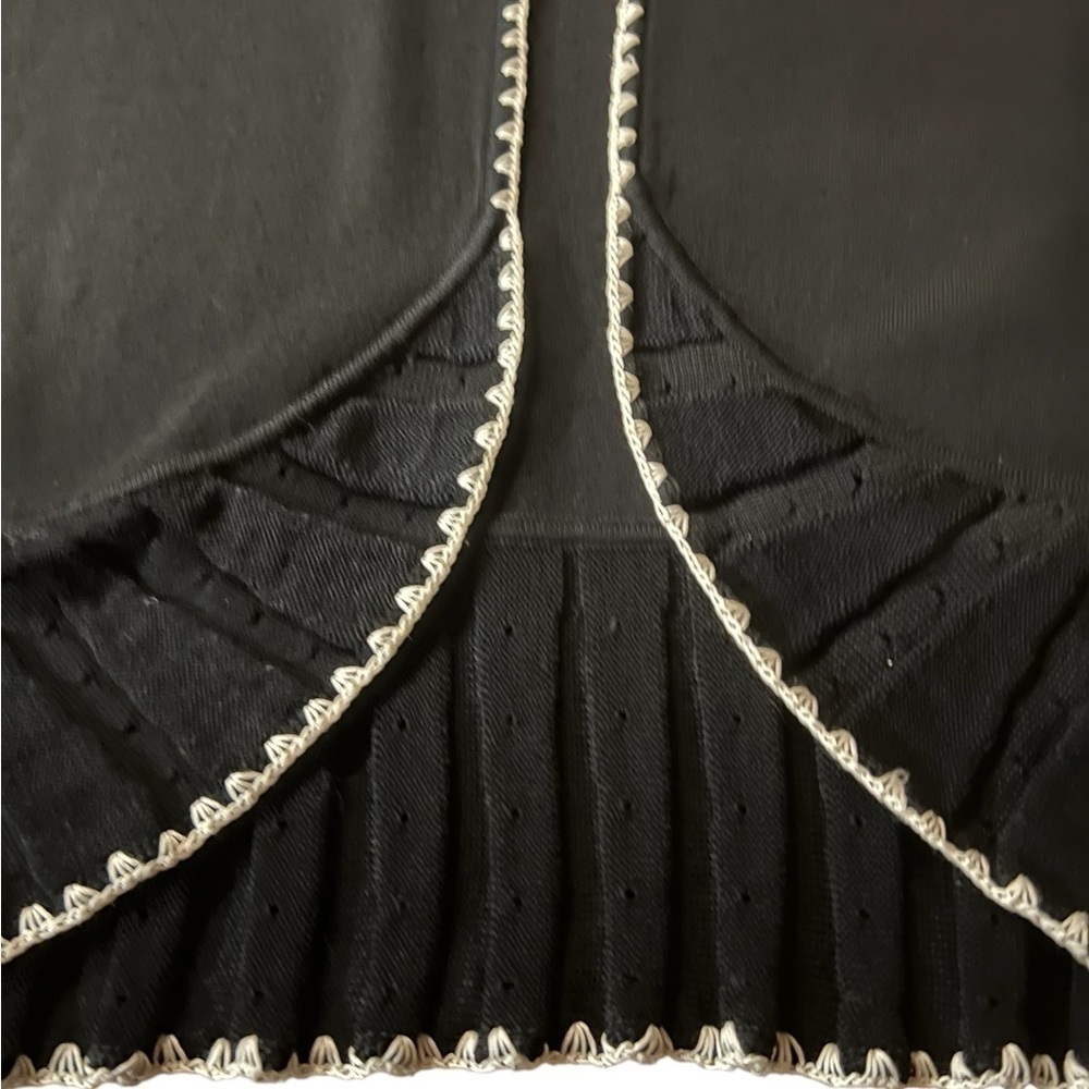 MING WANG BEAUTIFUL BLACK OPEN CARDIGAN WITH CREAM EMBROIDERED TRIM SIZE LARGE - Picture 8 of 9